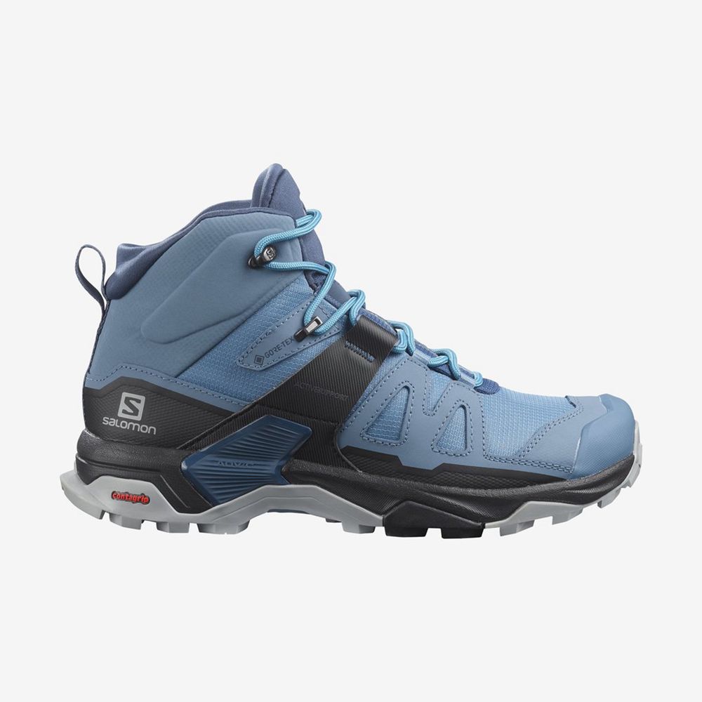 SALOMON X ULTRA 4 MID GTX Philippines - Women's Hiking Shoes - Blue/Black | 915328-PEX